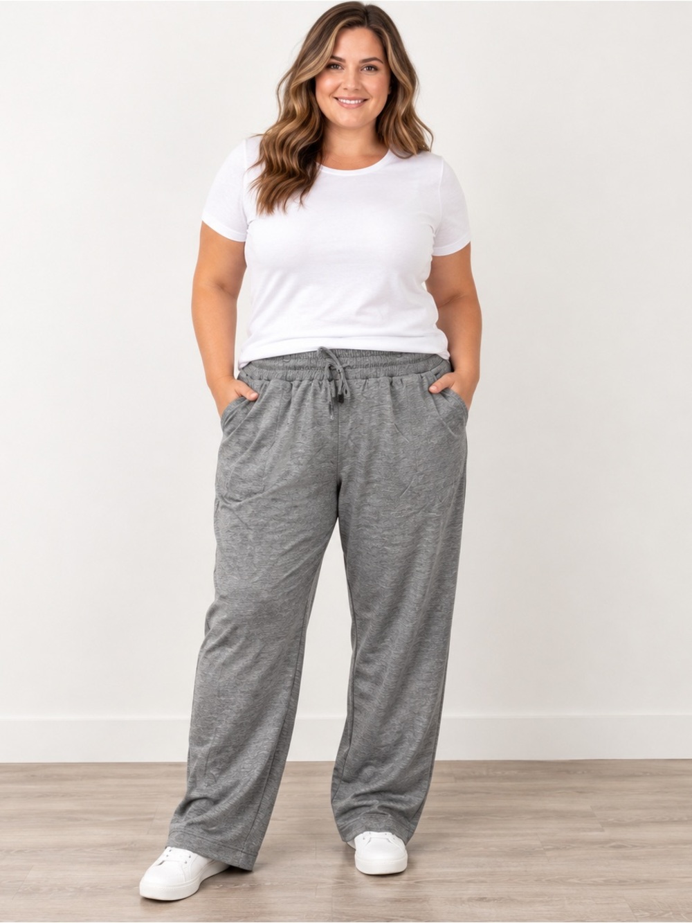 Umgee+ Gray Pull-On Wide Leg Lounge Sweatpants 1XL NWT